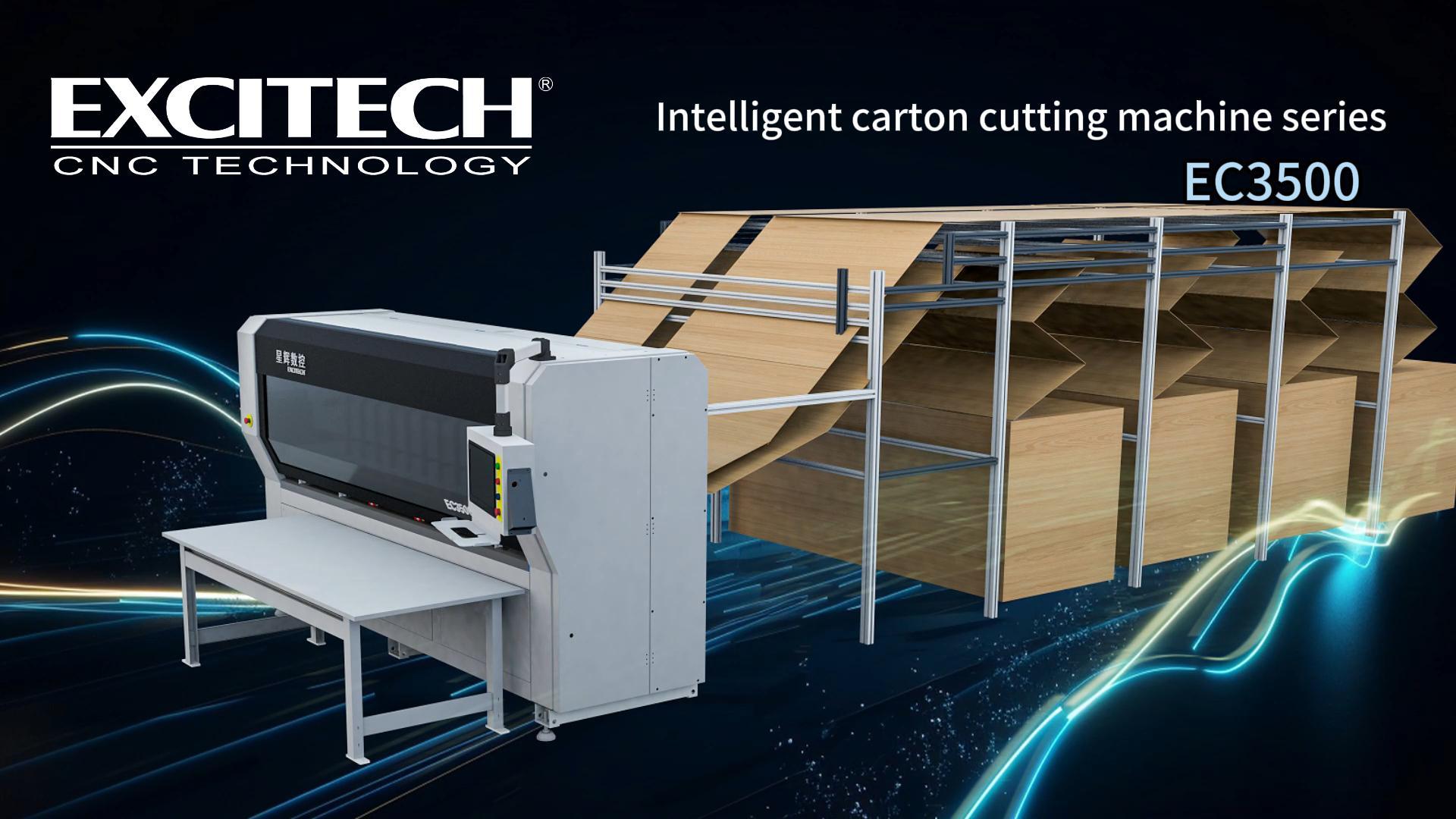 Excitech 3500 Karton kesme ve paketleme makinesi.