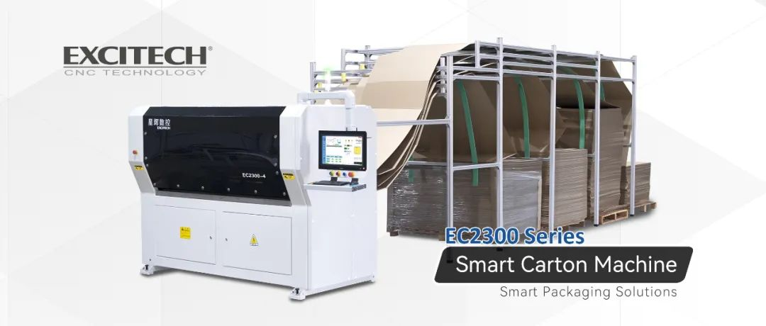 Mobilya sipariş paketlemesi için EXCITECH EC2300 karton kutu kesme makinesi.