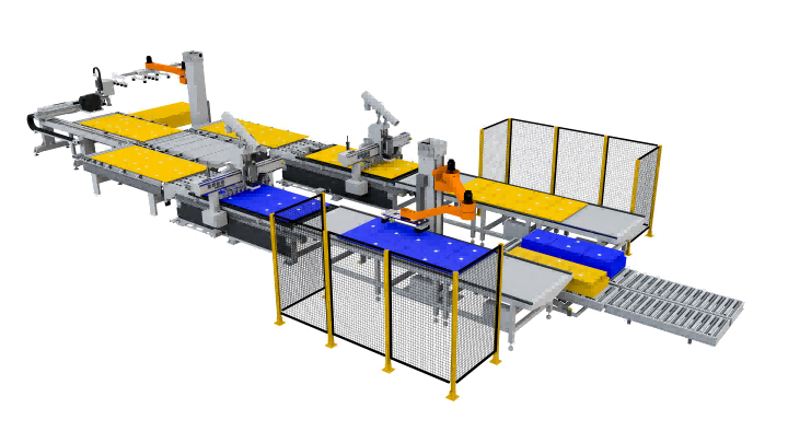 Robot 5cm görme sürükleme ve istifleme ile eksitech yuvalama hücresi.